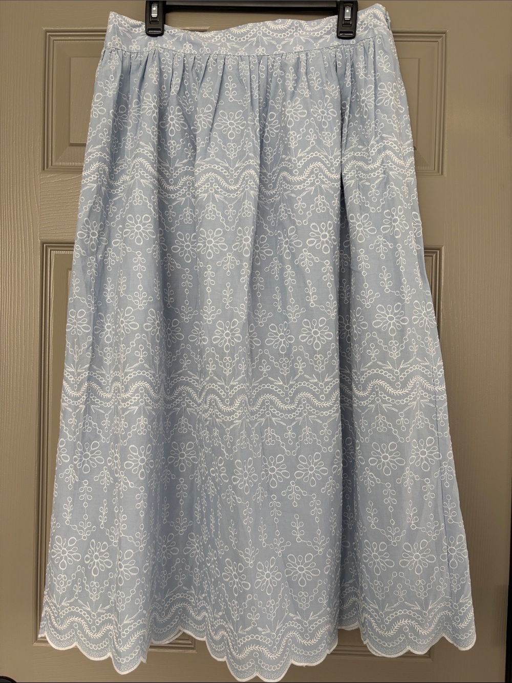 LOFT Light Blue Eyelet Midi Skirt